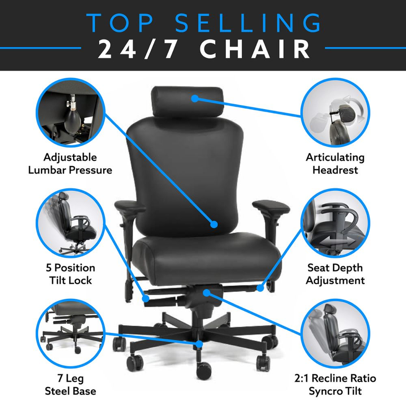 Concept Seating 3150HR 24/7 Big and Tall Task Stool - 550 lbs.